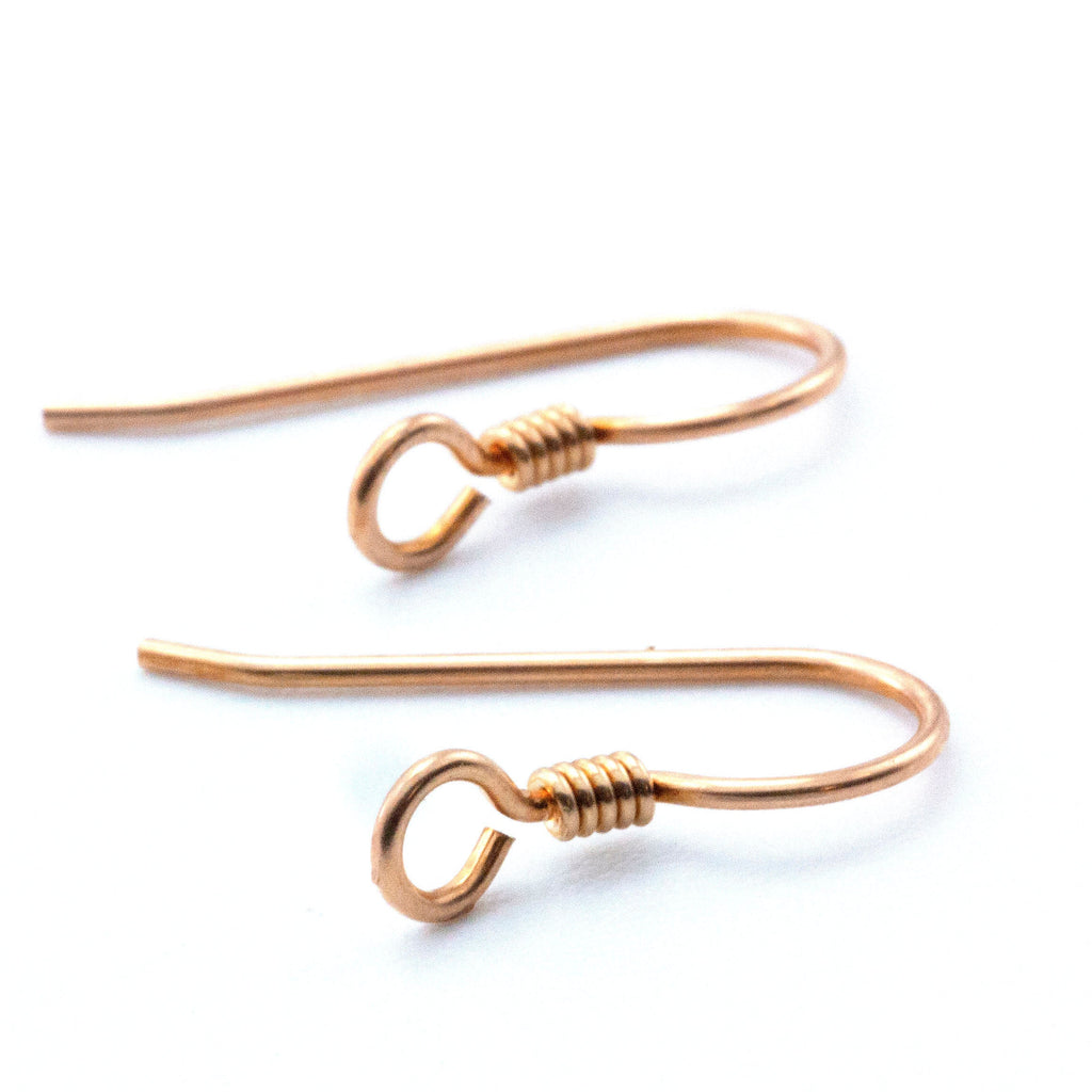 5 Pairs Perpendicular Ear Wires with Coils in Bronze or Antique Bronze
