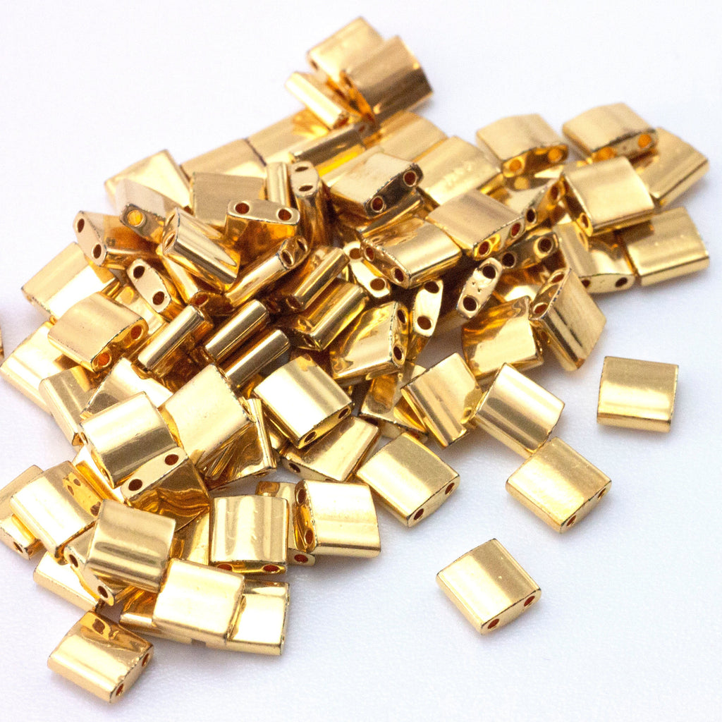 24kt Gold Miyuki Tila Beads - 5mm Square - 100% Guarantee
