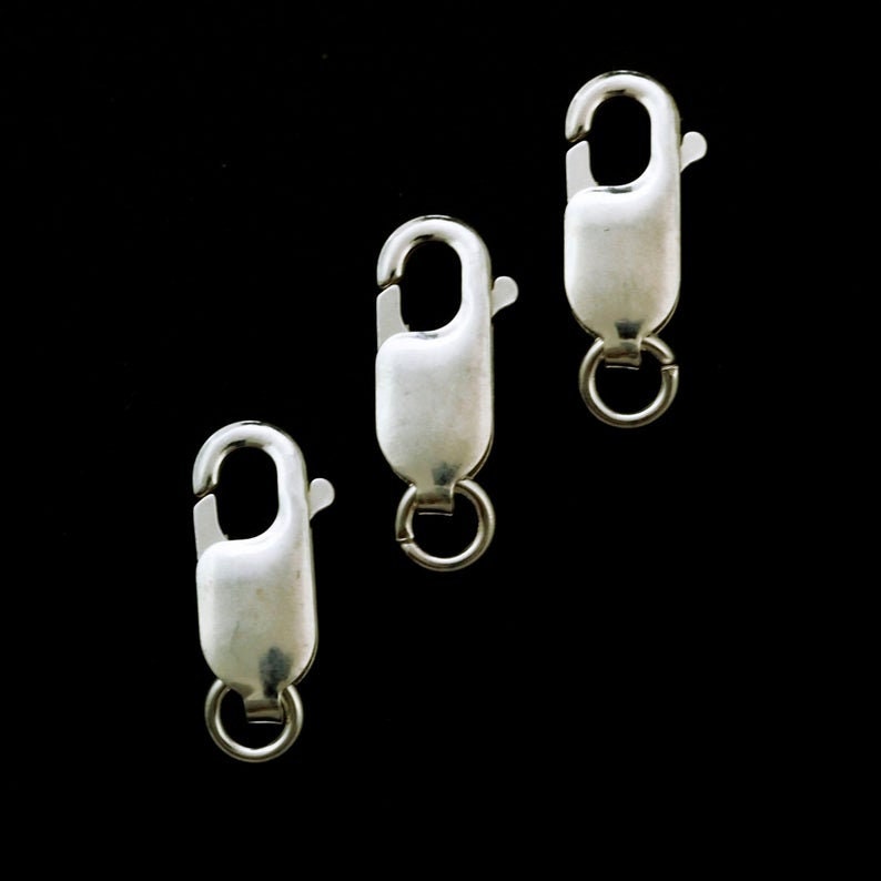 2 Flat Oval Lobster Clasps in Sterling Silver Black or Antique Sterling 10mm, 11mm, 14mm, 16mm, 18mm - 100% Guarantee