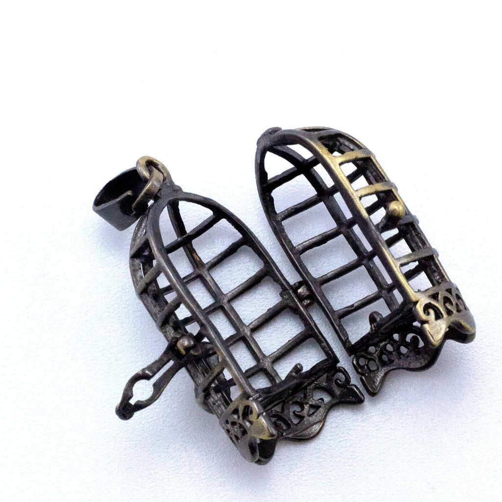 Filigree Locket - Bird Cage Aromatherapy or Bead Cage Pendant in Antique Gold or Antique Silver