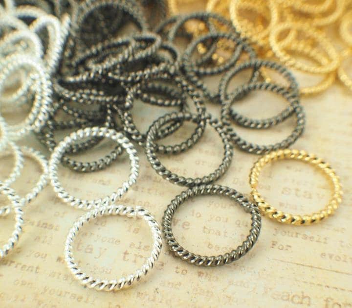 50 Fancy Silver Plate, Gold Plate or Gunmetal Jump Rings 16 gauge 15mm OD - Best Commercially Made - 100% Guarantee