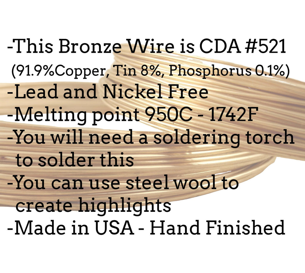 Oxidized Twisted Bronze Wire - Hand Finished - You Pick Gauge 10, 12, 14, 15, 16, 18, 20, 21, 22