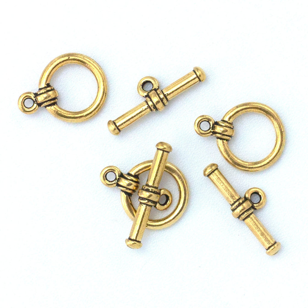 1 Simple Ball End Toggle Clasp - 12mm in Antique Copper, Antique Gold, Antique Silver or Gunmetal