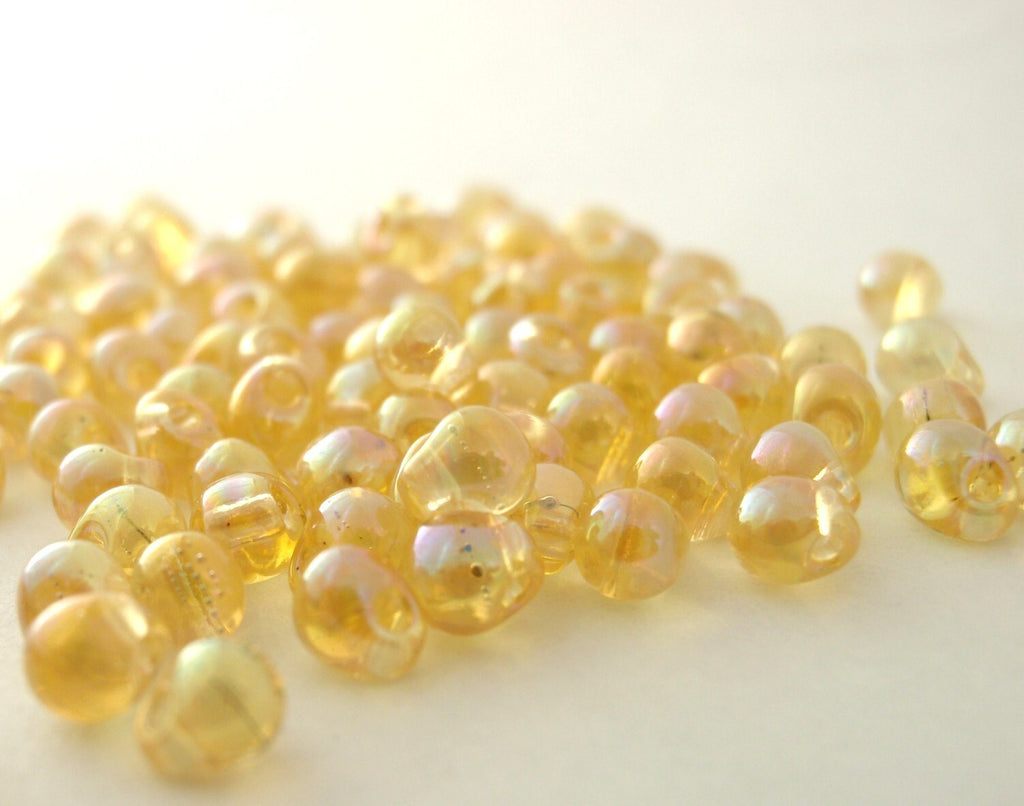Transparent Light Topaz AB Drop Beads - Perfect for Shaggy Bracelets, Earrings, Rings