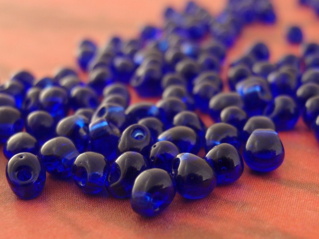 Transparent Cobalt Miyuki Drop Beads - 3mm X 4mm