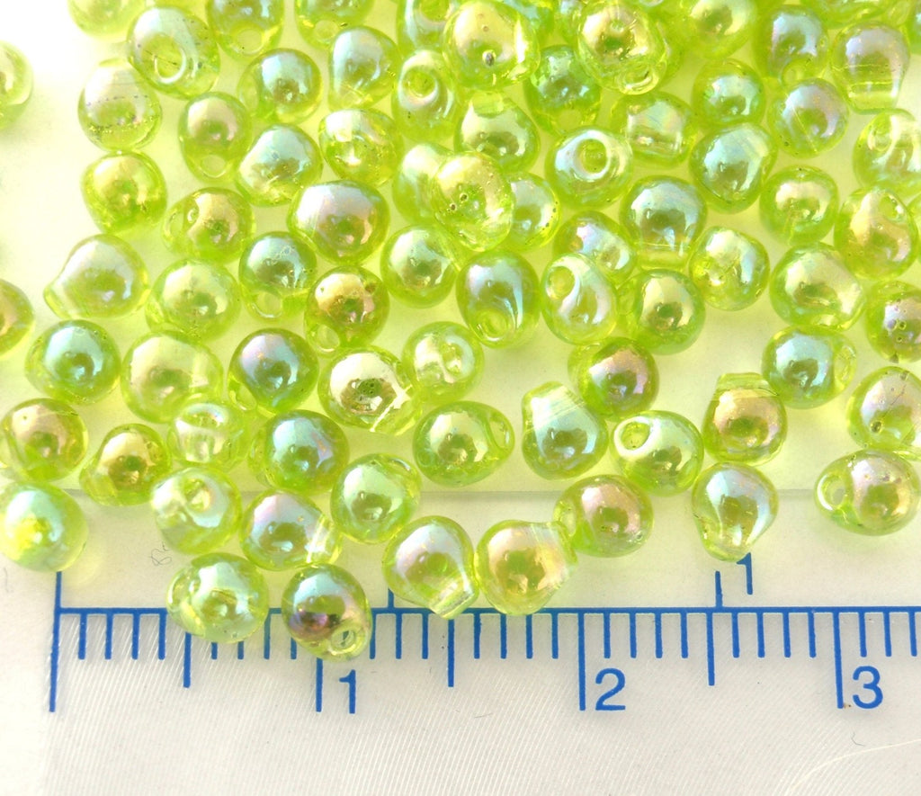 Matte Red Orange AB Miyuki Glass Drop Beads 3mm X 4mm