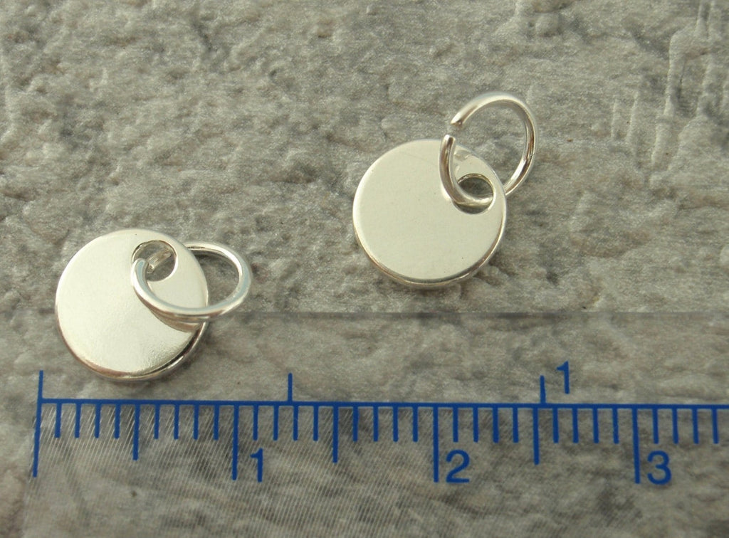 2 Sterling Silver Round Stamping Blanks - 7mm, 8.9mm, 11mm - With Jump Rings
