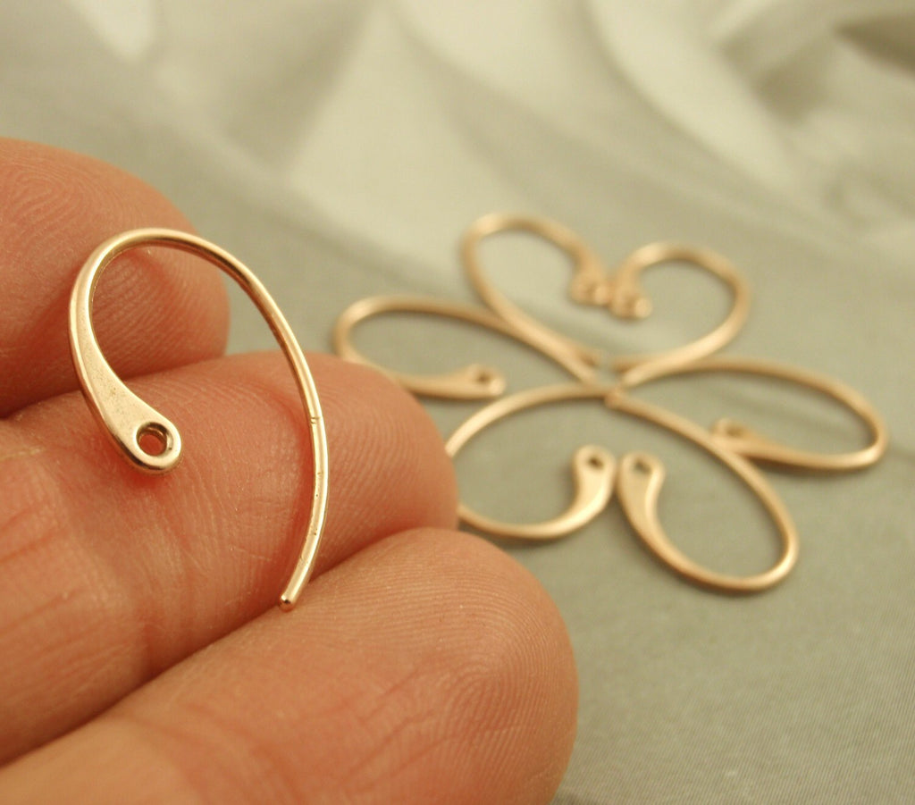 5 Pairs of Solid Bronze or Copper Stunning Ear Wires - 20 gauge - 18mm X 10mm - Made in the USA