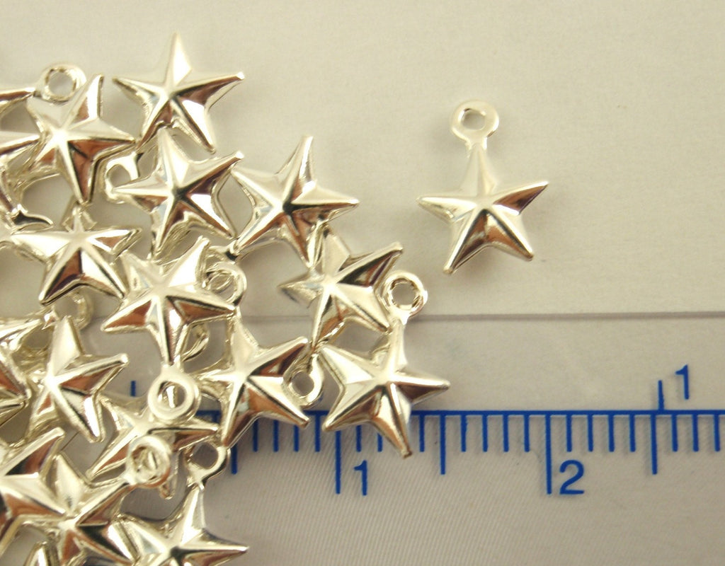 25 Silver Plated Star 6mm Drops - Traditional Five Point Style - 100% Guarantee