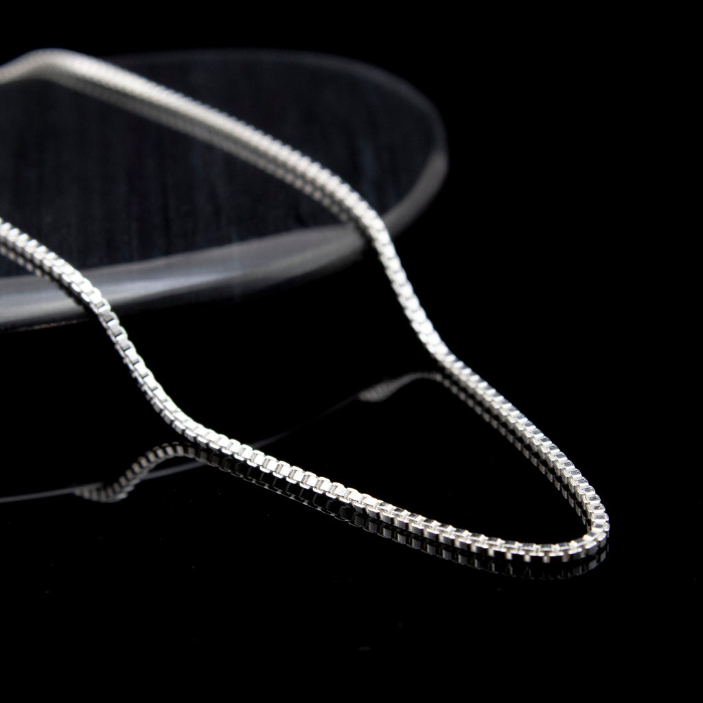 Sterling Silver Square Venetian Box Chain 2.5mm, 1.0mm, 0.6mm - Finished or By The Foot