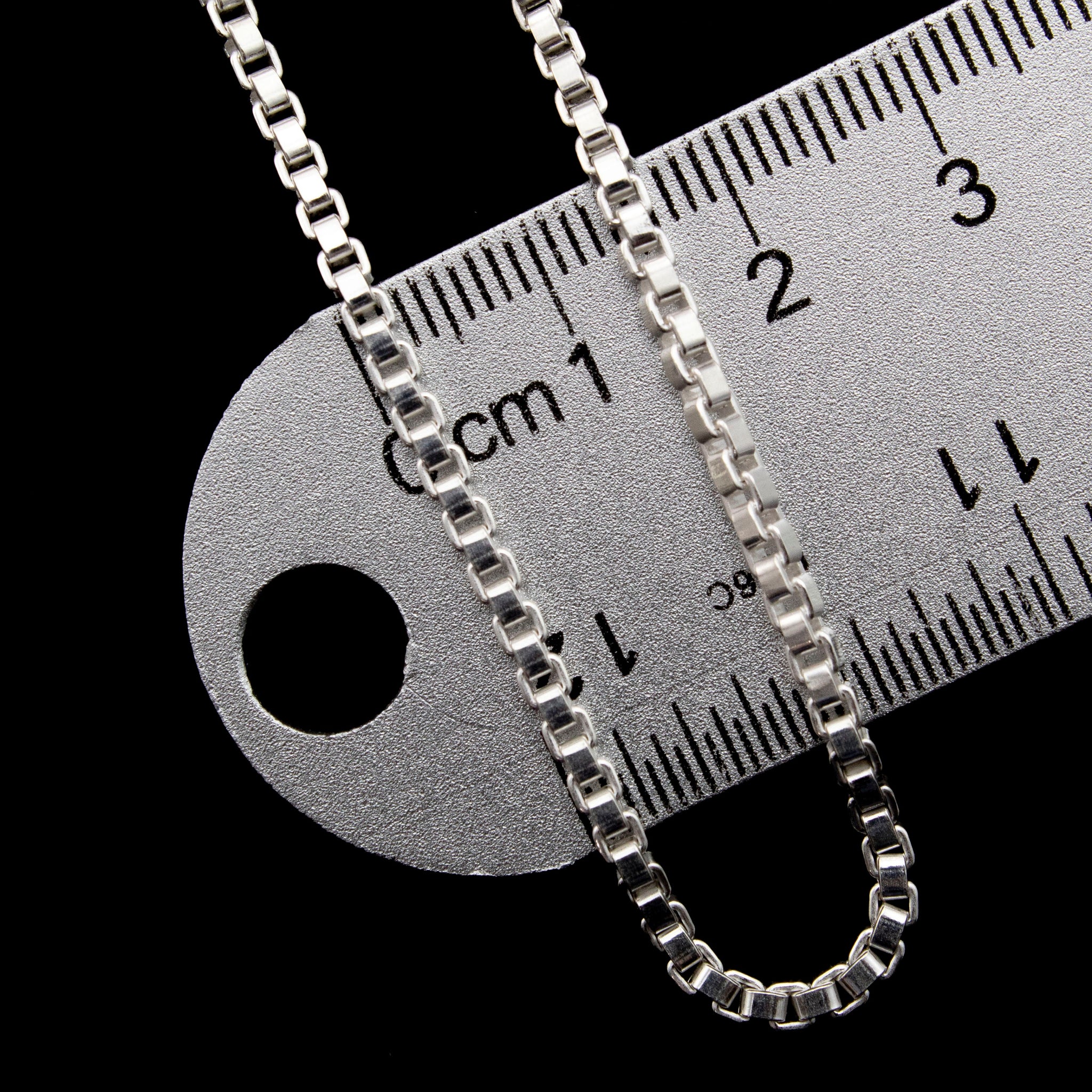 Sterling Silver Square Venetian Box Chain 2.5mm, 1.0mm, 0.6