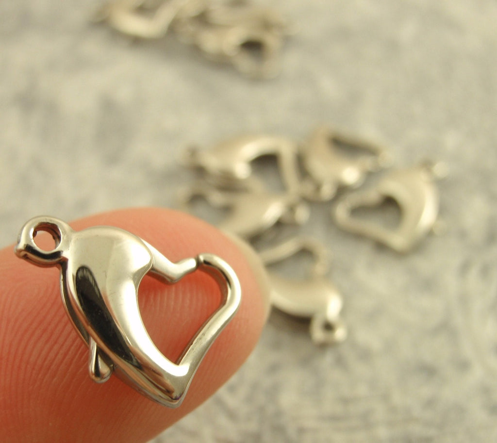 1 Stainless Steel Heart Lobster Clasp - 14mm X 10mm - 100% Guarantee