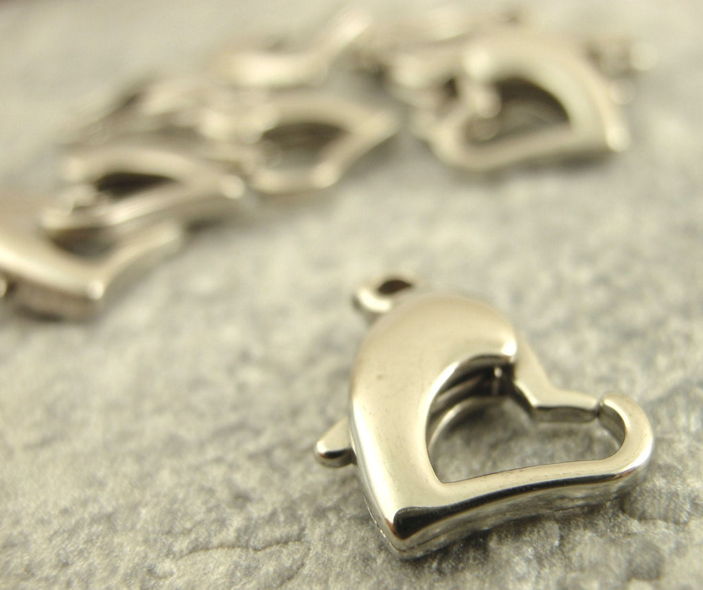 1 Stainless Steel Heart Lobster Clasp - 14mm X 10mm - 100% Guarantee