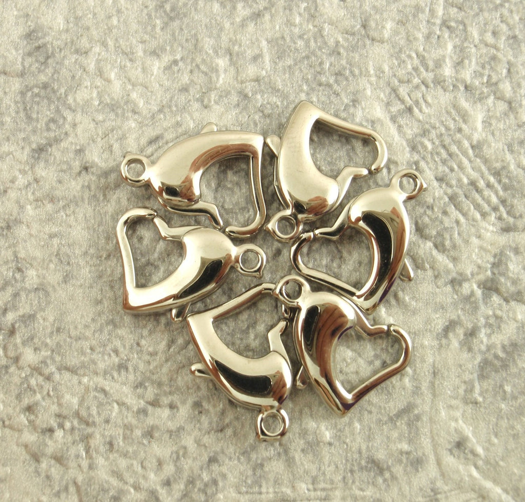1 Stainless Steel Heart Lobster Clasp - 14mm X 10mm - 100% Guarantee