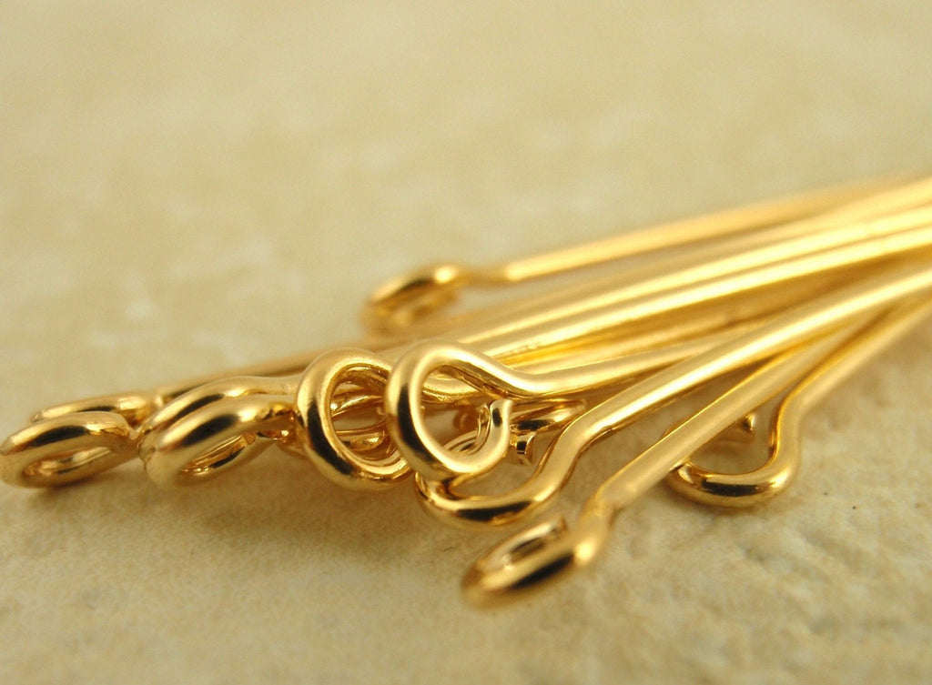 100 Eye Pins - Best Commerical Choice in Gold Plate, Silver Plate, Antique Gold, Antique Silver, Gunmetal in 21 and 24 gauge