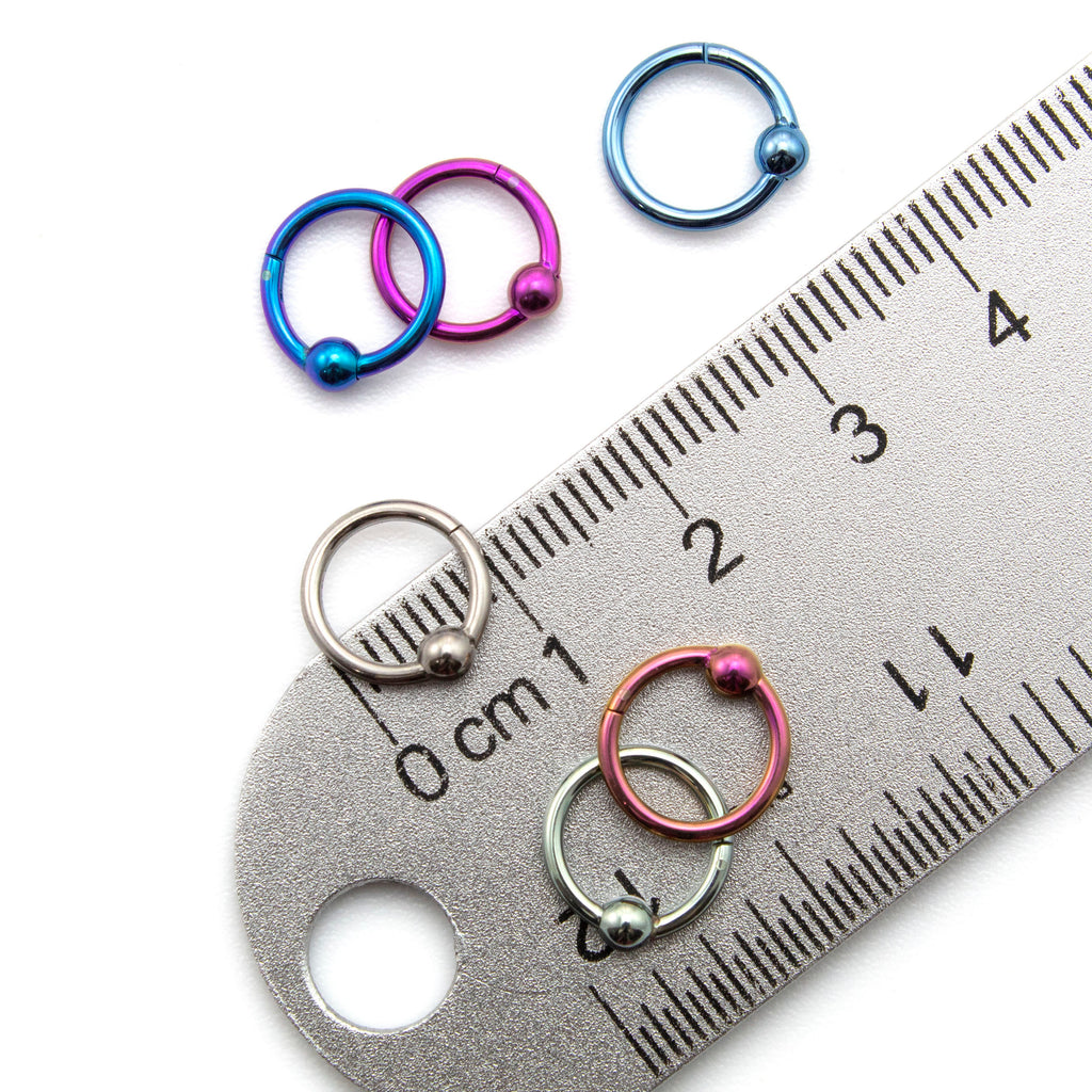 14 or 16 gauge Titanium Hoop - Ball Clicker Segment - Colorful and Hypoallergenic Piercing - Custom Anodized for You