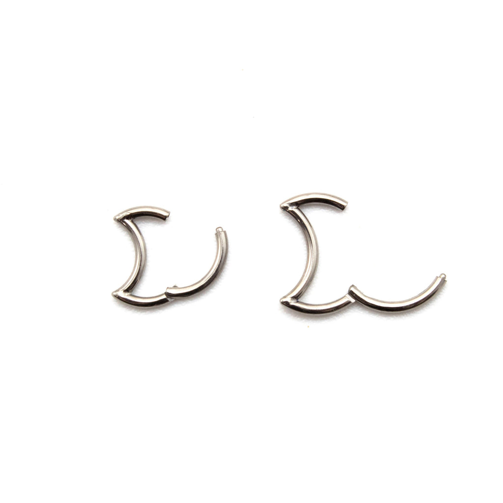 Titanium Hoop - Crescent Moon Clicker Segment - Colorful and Hypoallergenic 16 gauge Piercing