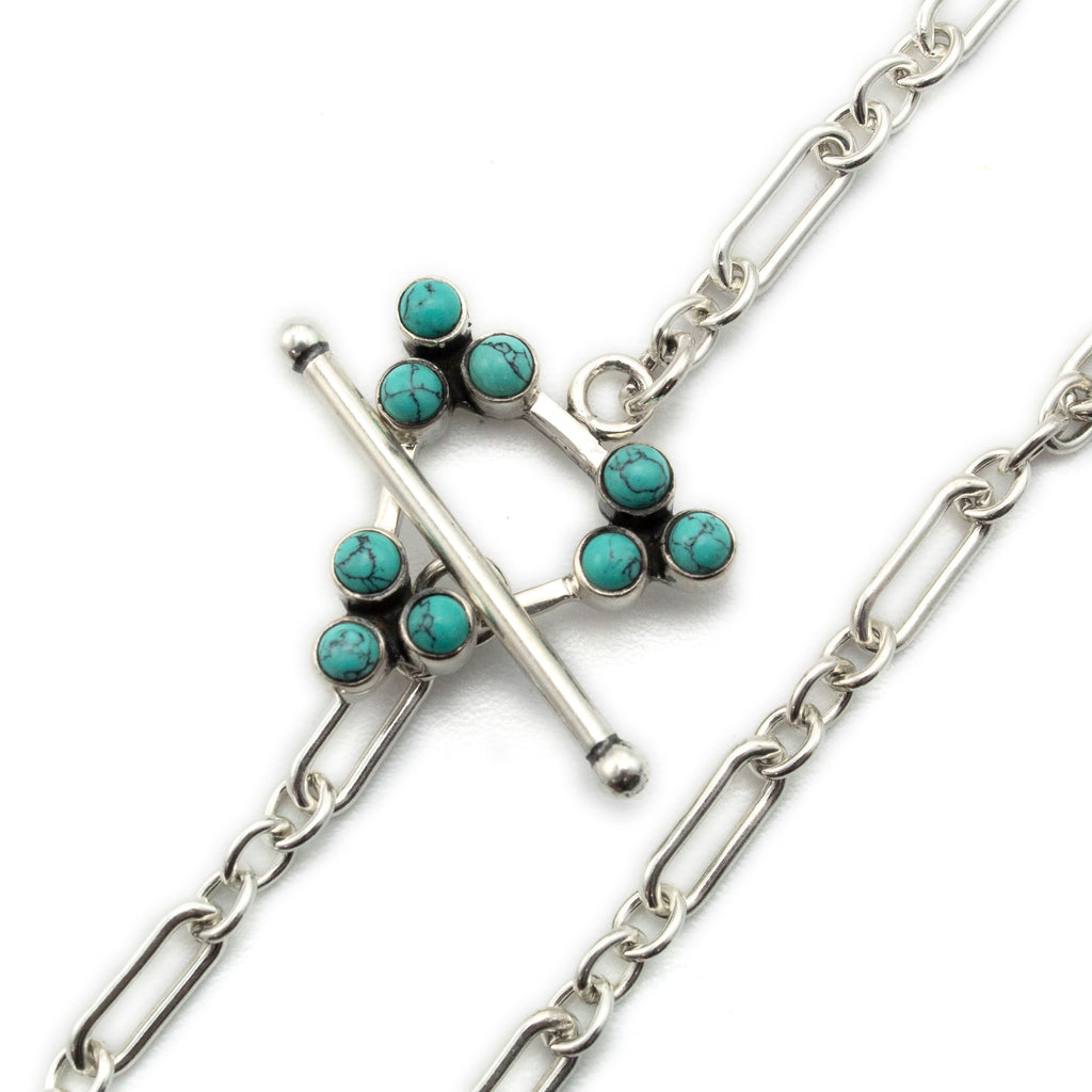 1 Triangular Sterling Silver Toggle Clasp with Turquoise - 21.5mm - 100% Guarantee