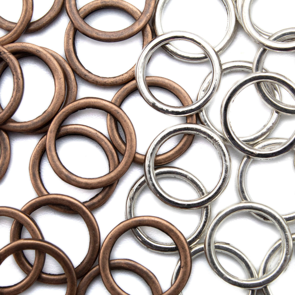 50 - 14 gauge 14mm OD Soldered Closed Jump Rings - Silver Plate or Antique Copper - Best Commercially Made - 100% Guarantee