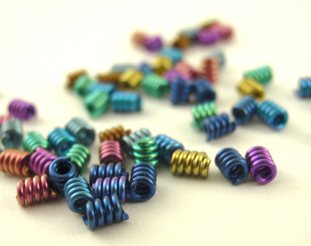 5 Anodized Niobium Bead Coils 5mm Long - 2mm ID