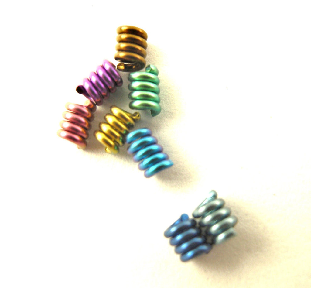 5 Anodized Niobium Bead Coils 5mm Long - 2mm ID