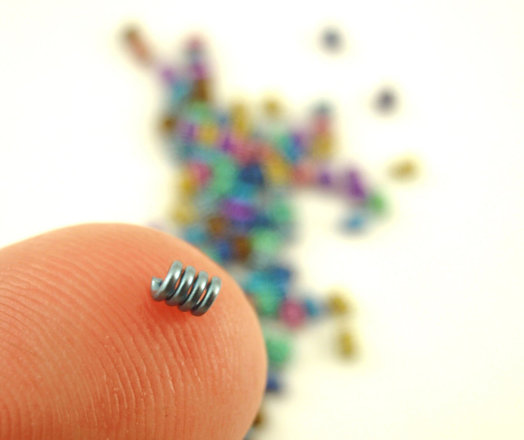 5 Anodized Niobium Bead Coils 5mm Long - 2mm ID