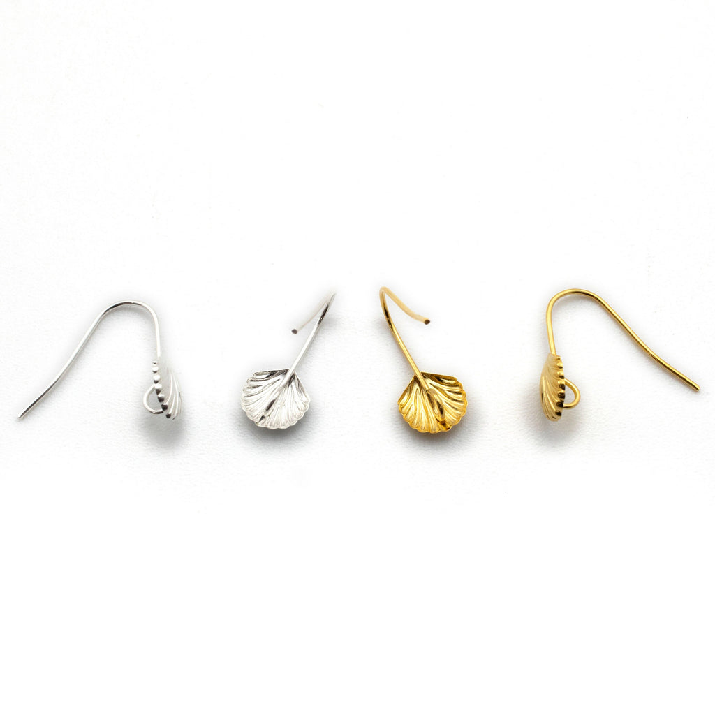 4 Pairs Gold and Silver Ear Wires - Sea Shell Accent Plated Brass