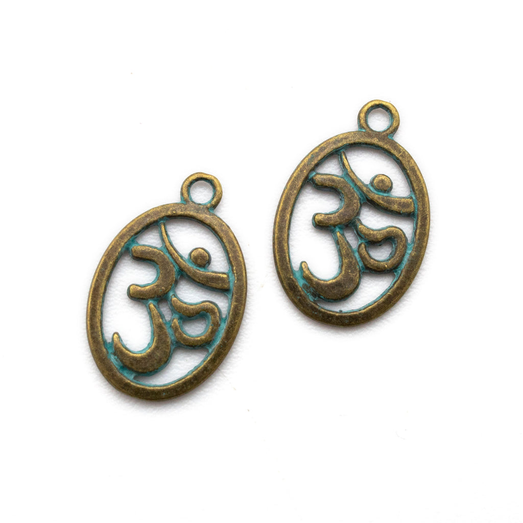 Spiritual Om Verdigris Pendant - 22mm x 14mm