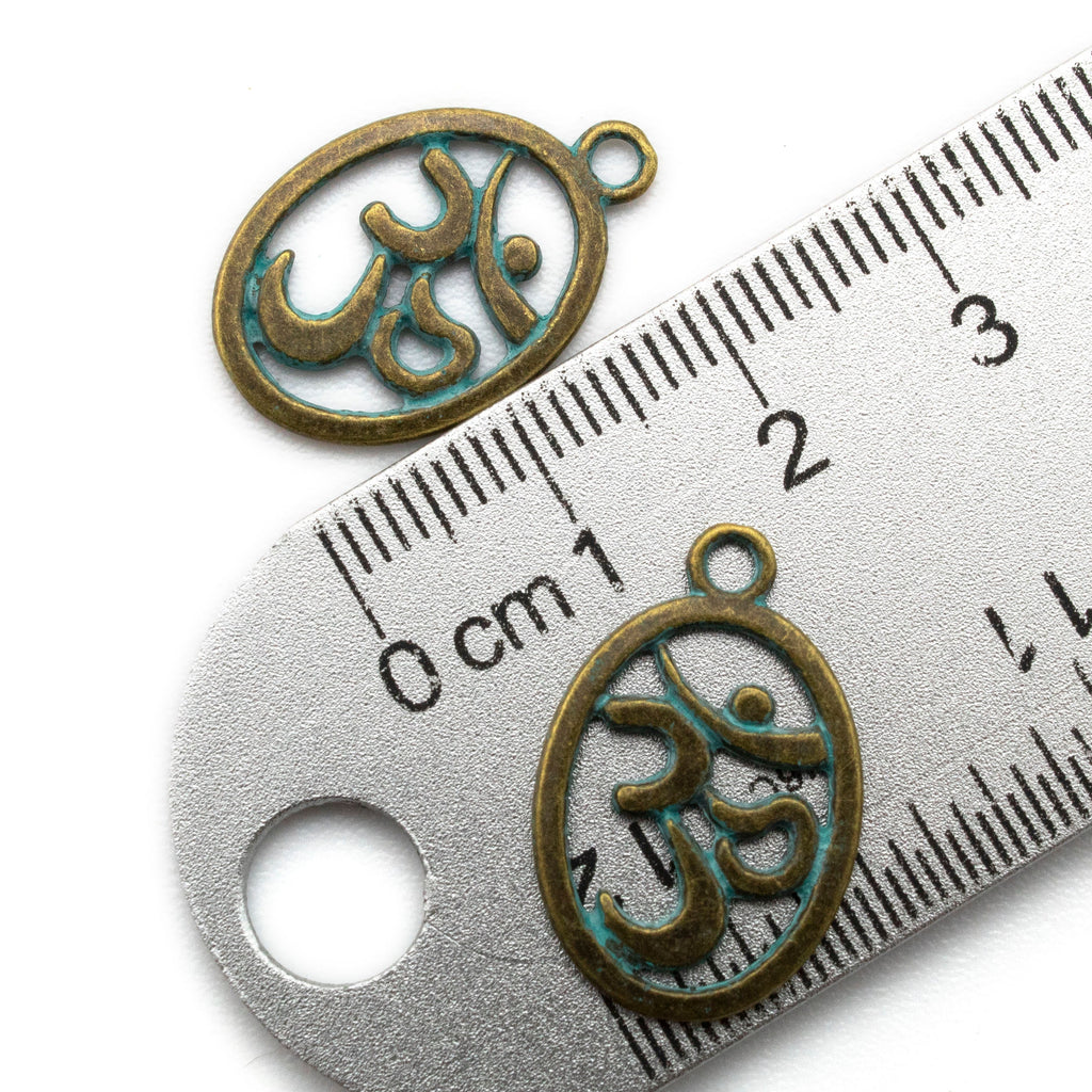 Spiritual Om Verdigris Pendant - 22mm x 14mm