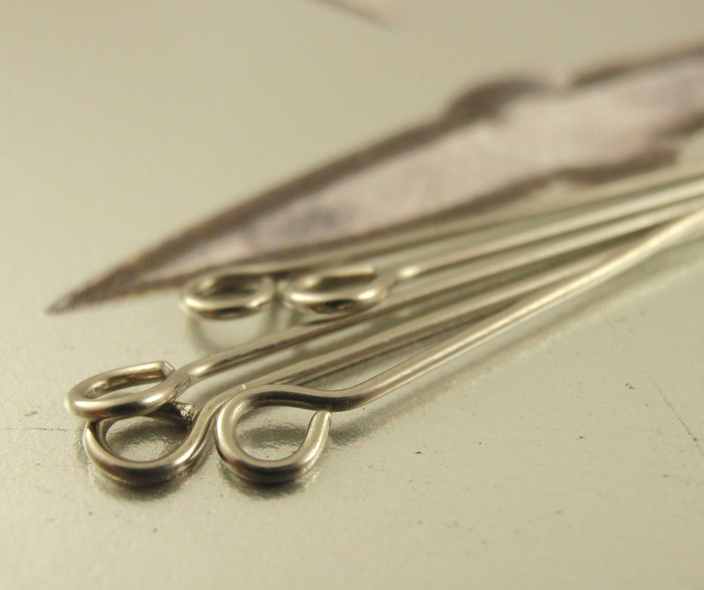 10 Nickel Free Stainless Steel or Niobium Eye Pins - Hypoallergenic Handmade in 18, 20, 22, 24, 26, 28 gauge and 1, 2, 3, 4, inches