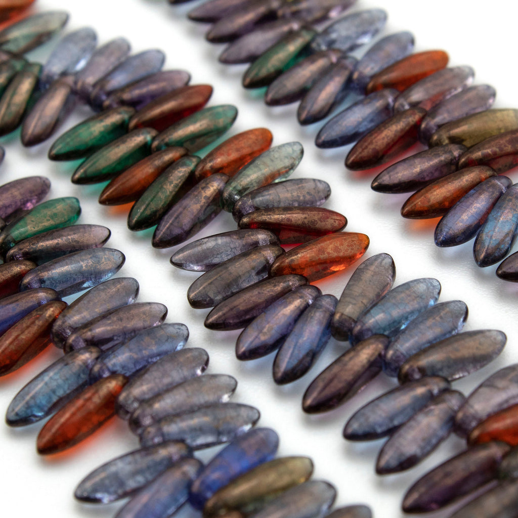 25 Dagger Beads 3mm X 10mm in Moon Dust Mix