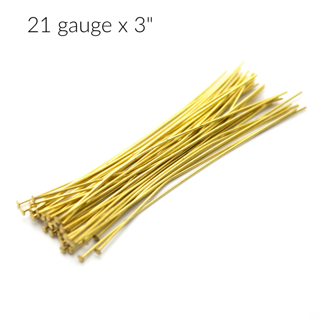100 Yellow Brass Flat Head Pins - 20, 21, or 24 gauge - These are the Best