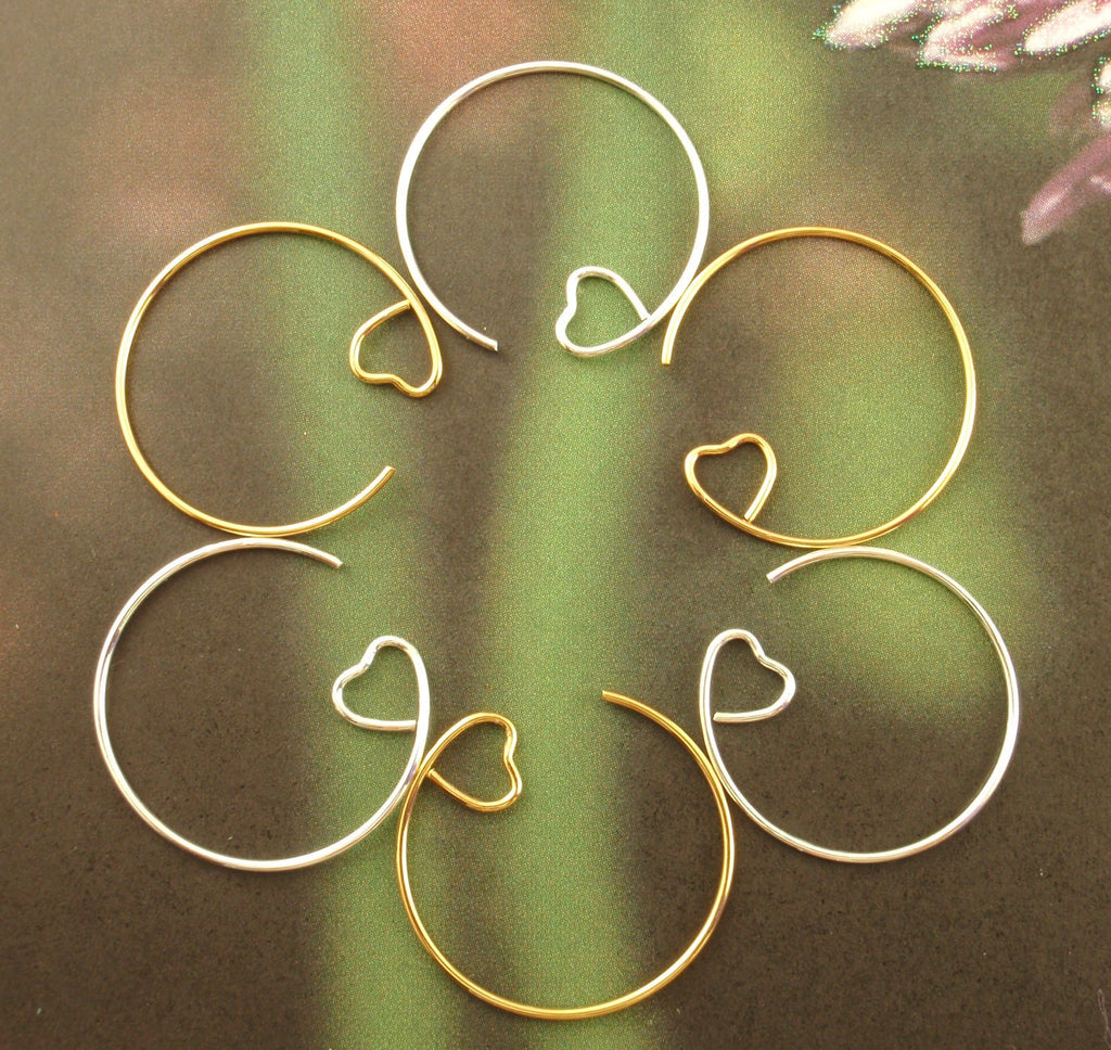 5 Pairs Heart Hoops in Gold and Silver 23mm