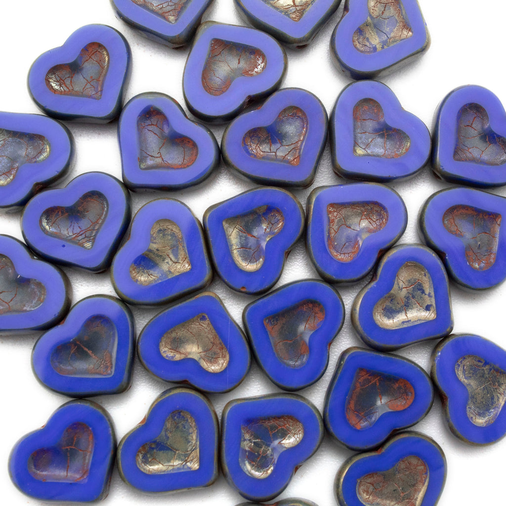 Clearance 14mm Heart Czech Beads in Red, Pink, Green, Royal Blue, Turquoise 100% Guarantee