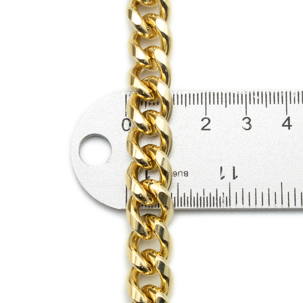 14kt Gold Plated Brass 12.46mm Diamond Cut Curb Chain in Bulk or Finished Length - Made in the USA