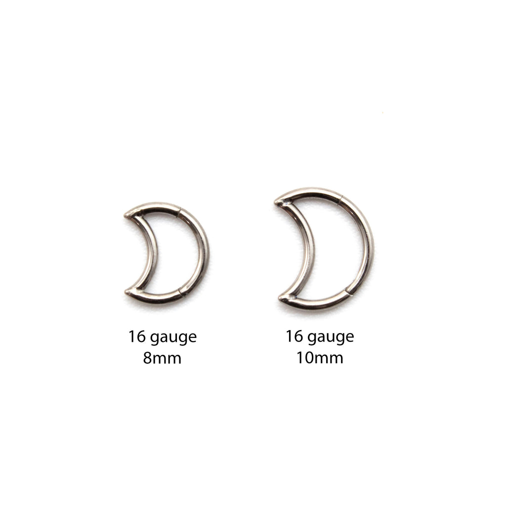 Titanium Hoop - Crescent Moon Clicker Segment - Colorful and Hypoallergenic 16 gauge Piercing
