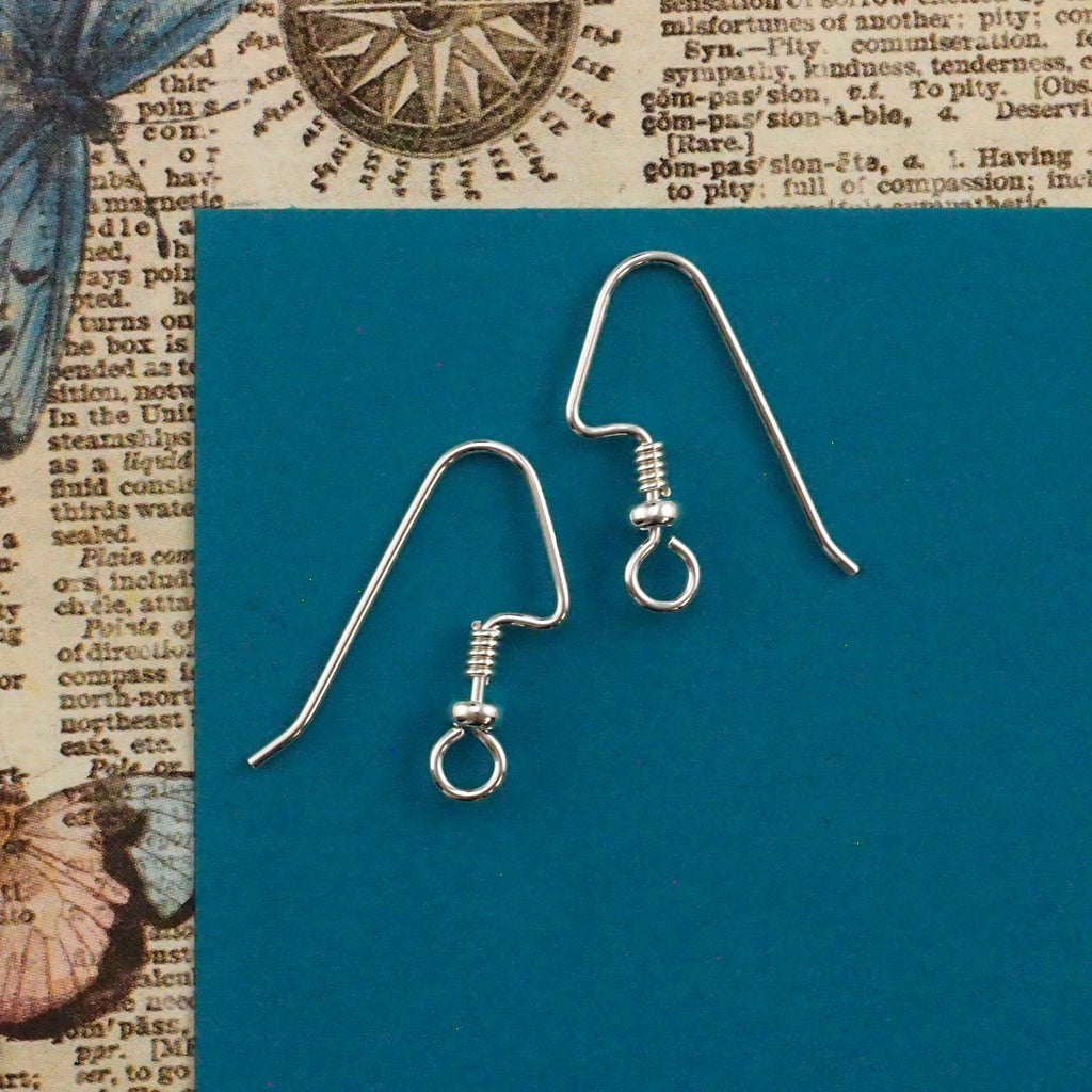 2 Pairs Sterling Silver Perfect Balance Ear Wires with Beads and Coils - Also Antique Silver and Black Silver