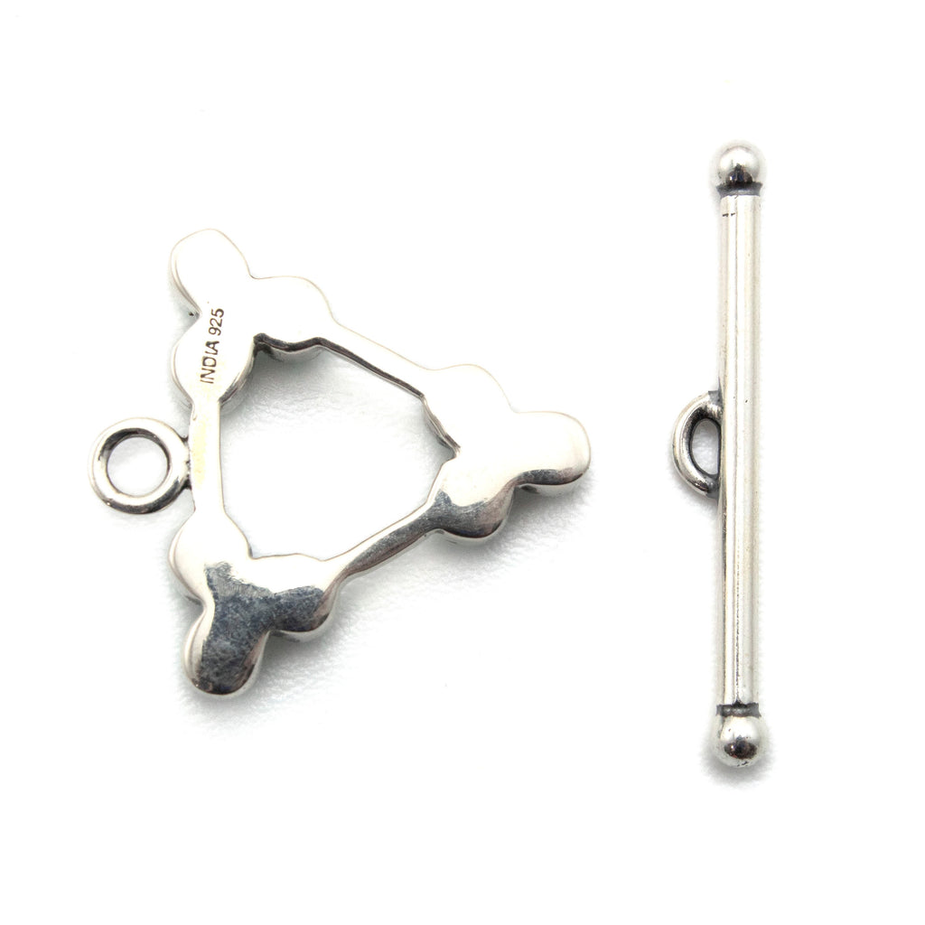 1 Triangular Sterling Silver Toggle Clasp with Turquoise - 21.5mm - 100% Guarantee