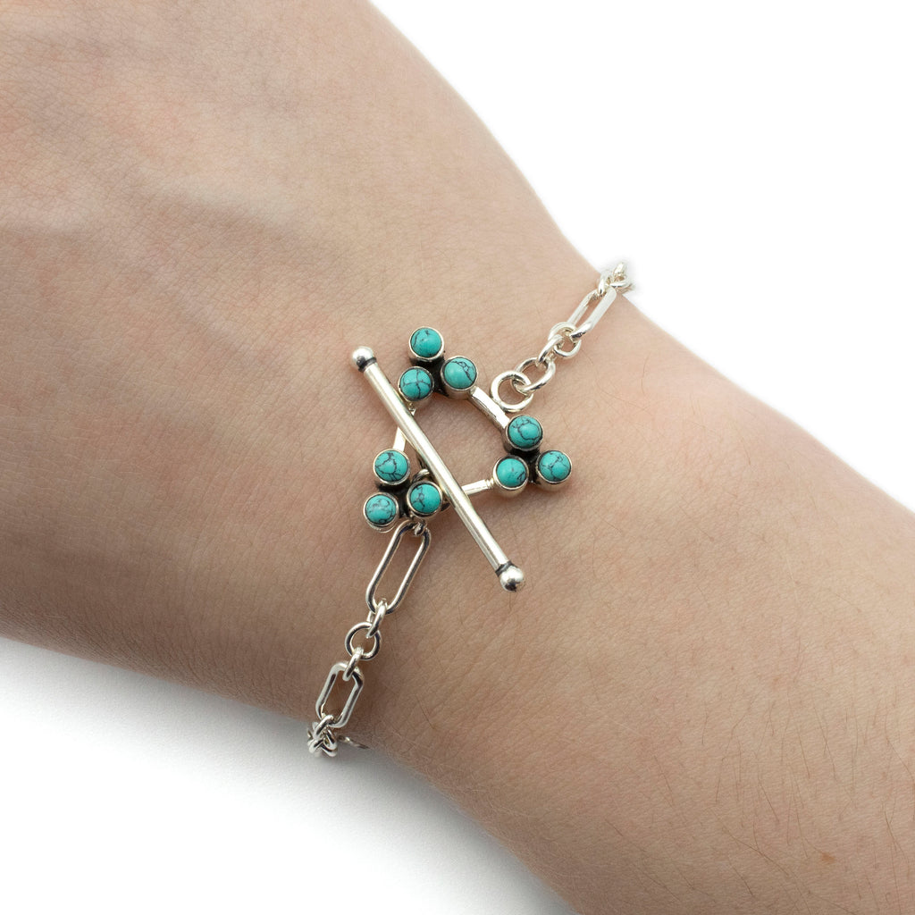 1 Triangular Sterling Silver Toggle Clasp with Turquoise - 21.5mm - 100% Guarantee