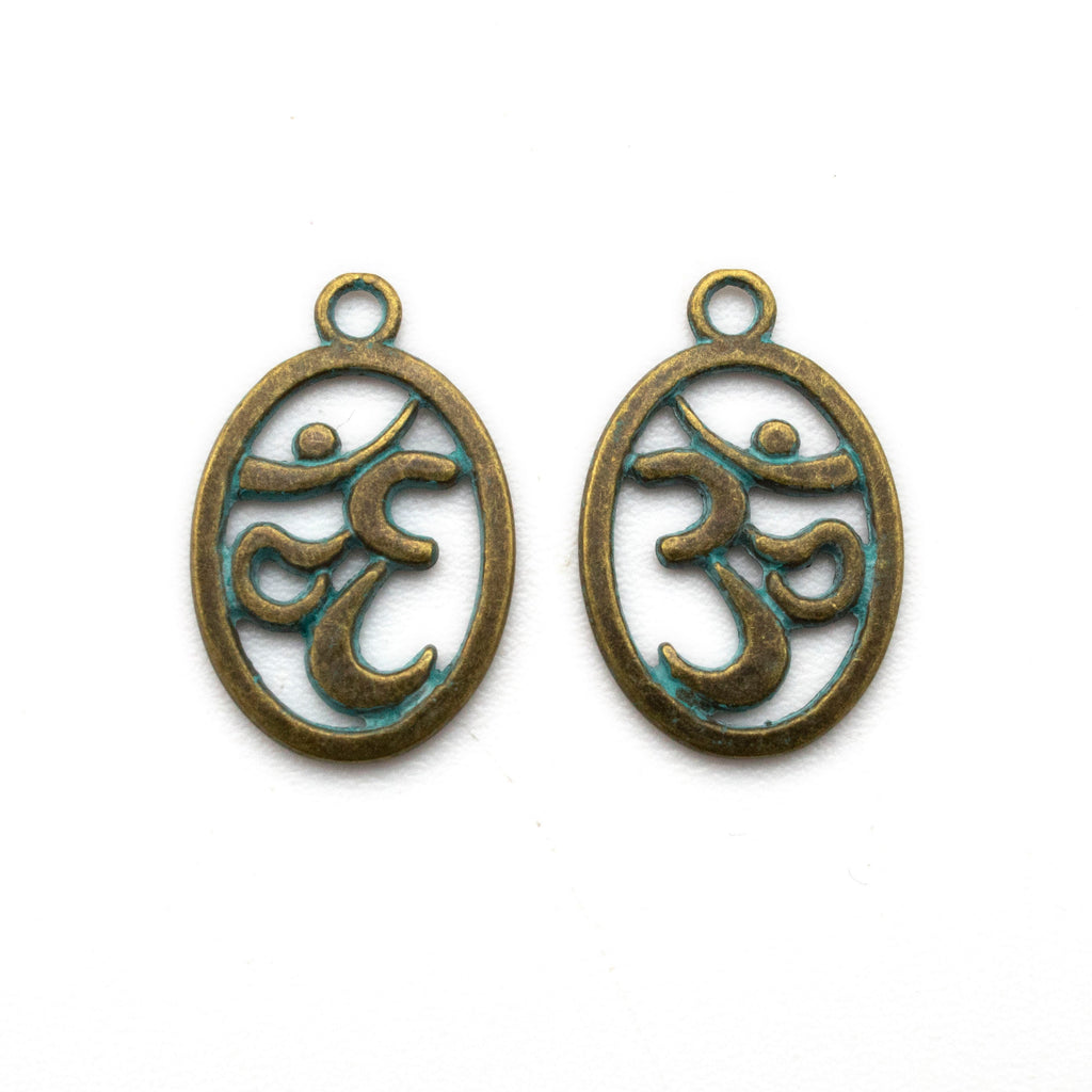 Spiritual Om Verdigris Pendant - 22mm x 14mm