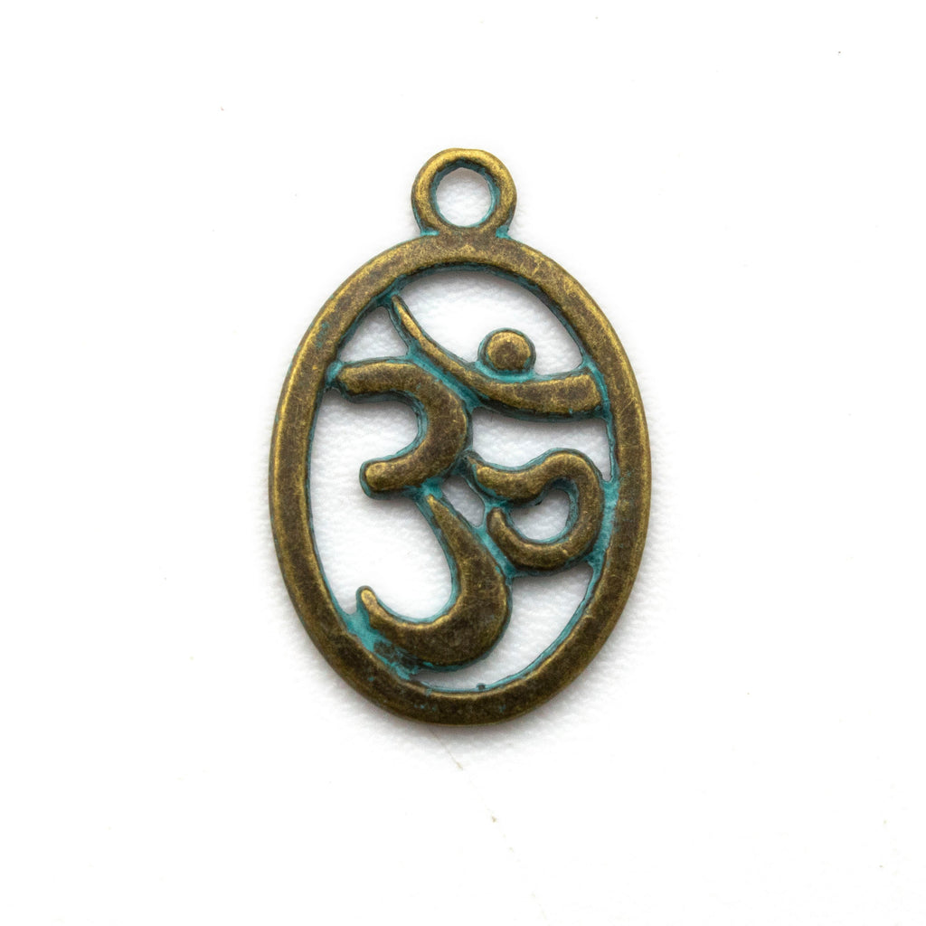 Spiritual Om Verdigris Pendant - 22mm x 14mm