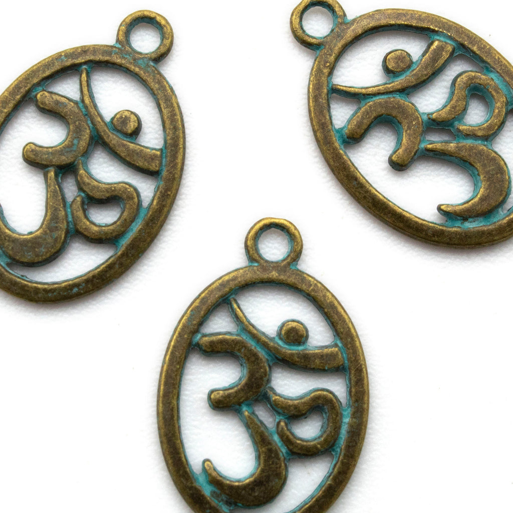 Spiritual Om Verdigris Pendant - 22mm x 14mm