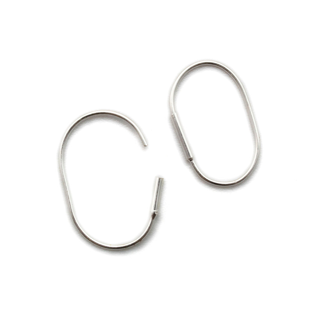 Simple Oval Hoop - Sterling Silver Slide Style Closure