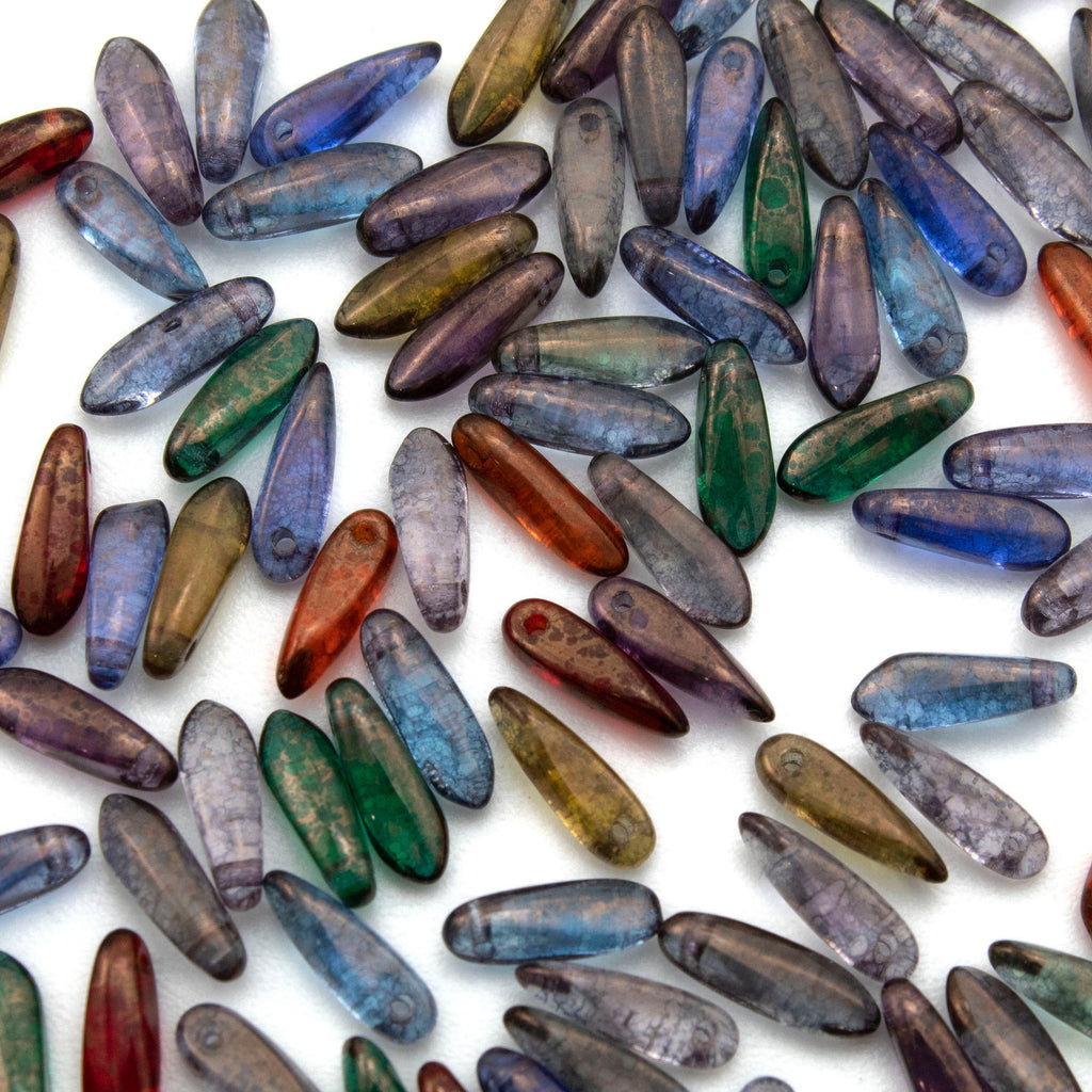 25 Dagger Beads 3mm X 10mm in Moon Dust Mix