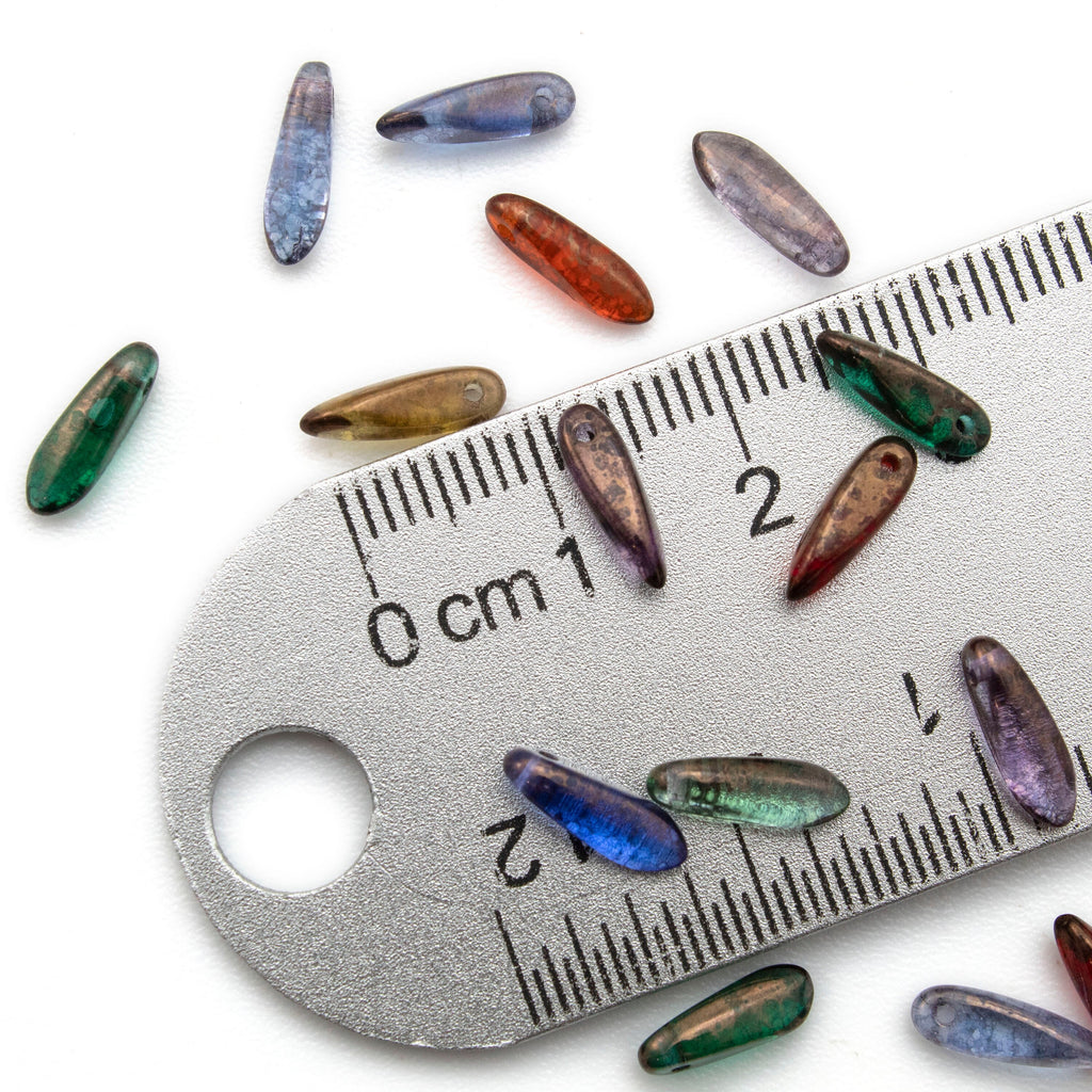 25 Dagger Beads 3mm X 10mm in Moon Dust Mix