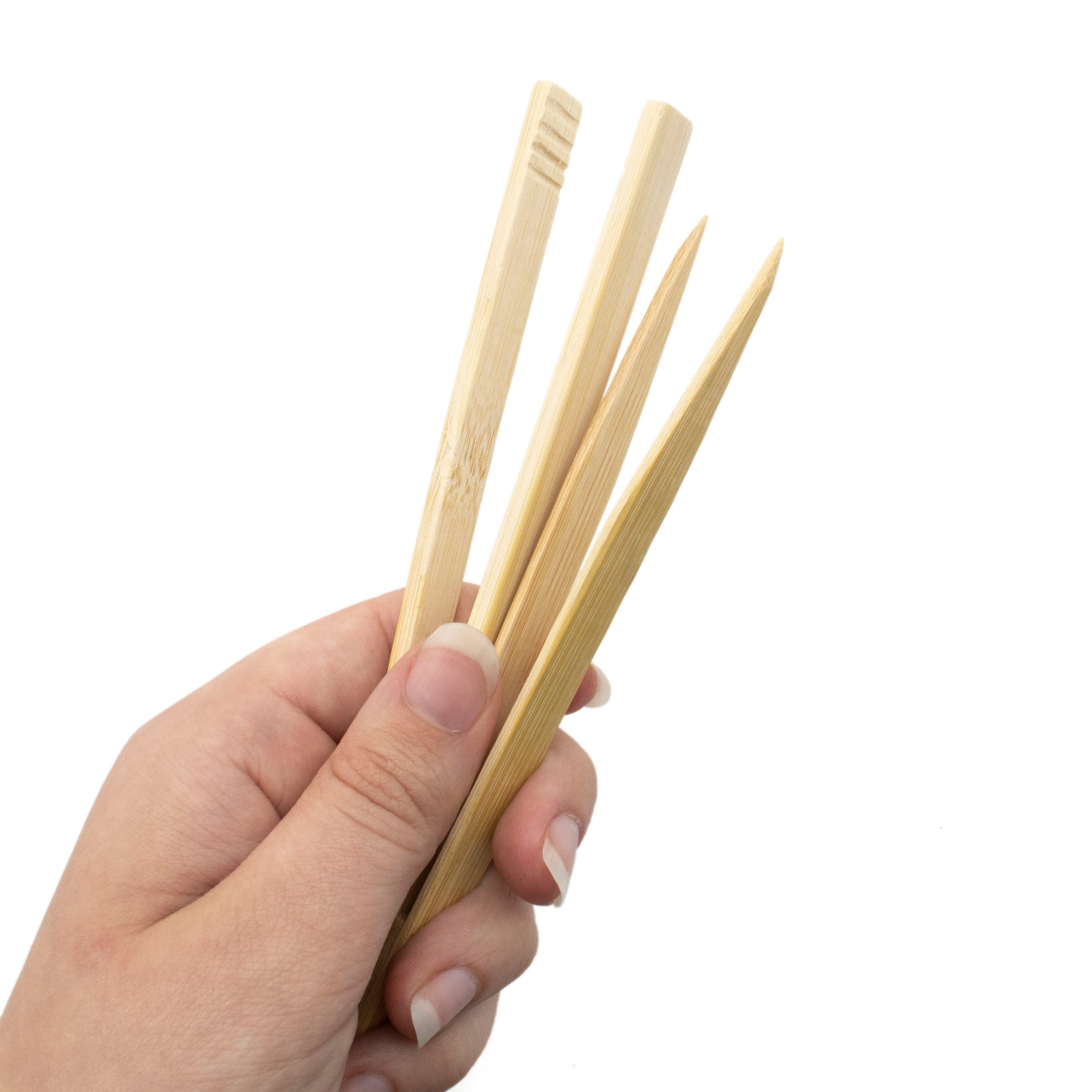Bamboo Tweezer Set - Needle Nose and Flat Nose Tweezers