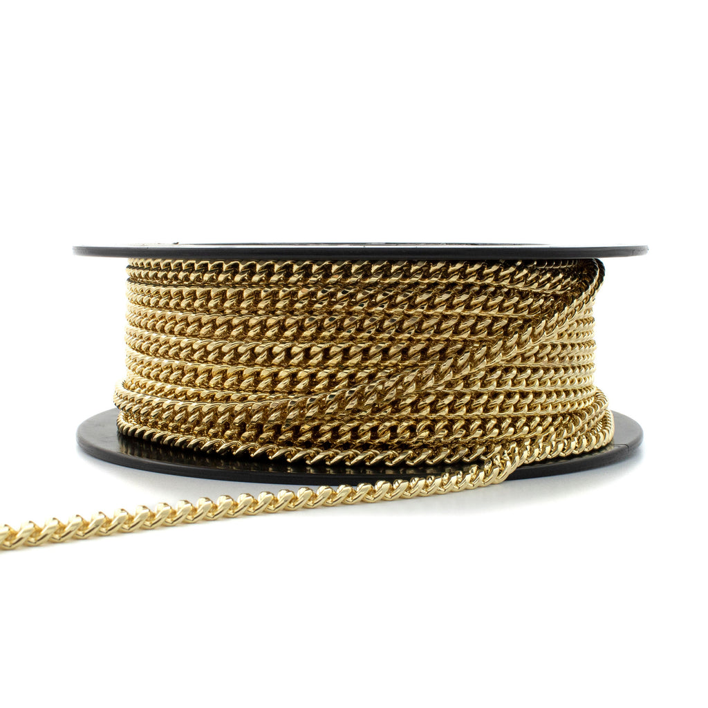 14kt Gold Plated Brass 12.46mm Diamond Cut Curb Chain in Bulk or Finished Length - Made in the USA