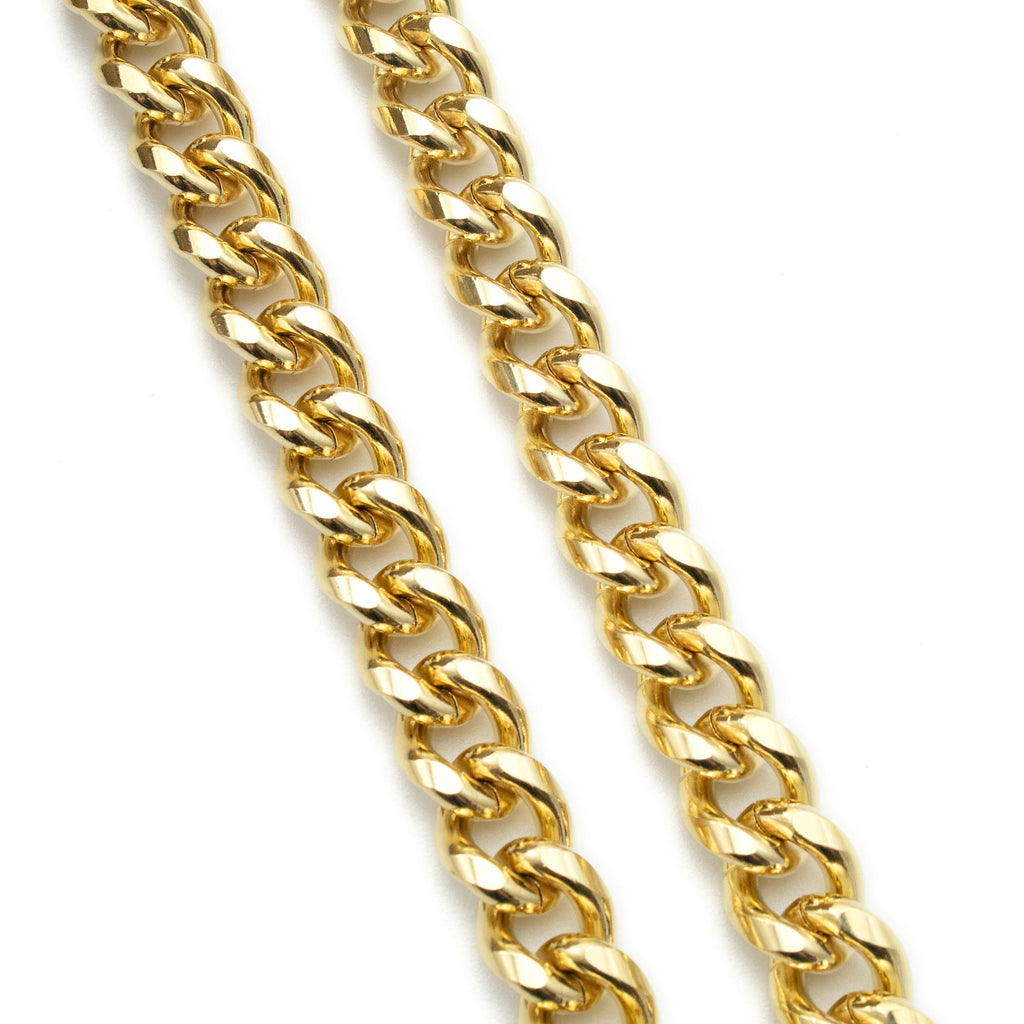 14kt Gold Plated Brass 12.46mm Diamond Cut Curb Chain in Bulk or Finished Length - Made in the USA