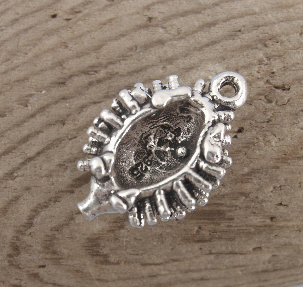 Holly Hedgehog Sterling Silver Charm - 13mm X 11mm - Handmade Jump Ring Included - 100% Guarantee