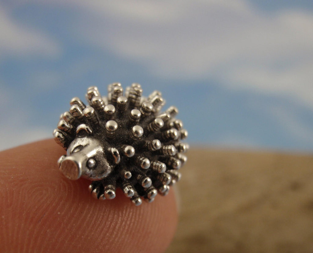 Holly Hedgehog Sterling Silver Charm - 13mm X 11mm - Handmade Jump Ring Included - 100% Guarantee